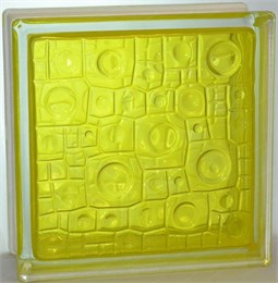 Стеклоблок стандартный окрашенный внутри Губка жёлтый (190х190х80) gybka_vn_14