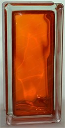 Стеклоблок половинка окрашенный внутри Волна оранжевый (190х90х80) polovinawave_6