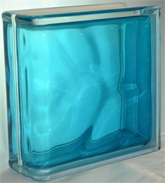 Стеклоблок торцевой окрашенный внутри Волна бирюза (190х190х80) torzwave_2