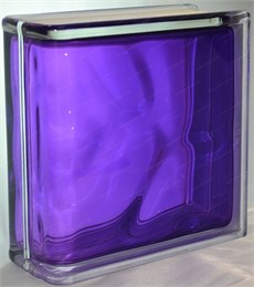 Стеклоблок торцевой окрашенный внутри Волна аметист (190х190х80) torzwave_3