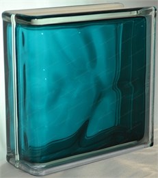 Стеклоблок торцевой окрашенный внутри Волна морская волна (190х190х80) torzwave_8
