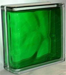 Стеклоблок торцевой окрашенный внутри Волна изумруд (190х190х80) torzwave_10