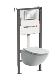 Комплект Подвесной унитаз MONO Rimless + Система инсталляции Balance кнопка Square, хром глянцевый CN1905_121002CH