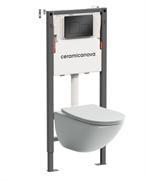 Комплект Подвесной унитаз MONO Rimless + Система инсталляции Balance кнопка Square, черный матовый CN1905_121002MB