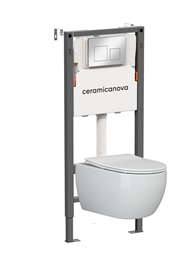 Комплект Подвесной унитаз PLAY Rimless + Система инсталляции Balance кнопка Square, хром глянцевый CN3001_121002CH