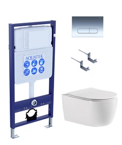 SET AQUATEK ЕВРОПА cmp016 (рама AQUATEK Standard INS-0000012, клавиша KDI-0000016, крепеж KKI-0000002+унитаз ЕВРОПА AQ1106-00 с тонким сиденьем sc) SET AQUATEK ЕВРОПА cmp016