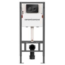 Система инсталляции для унитазов CERAMICANOVA Balance с кнопкой смыва Circle, цвет черный матовый, с креплениями CN121001MB