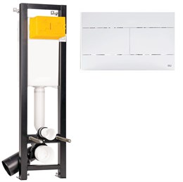 886667SLO1 Комплект:Инсталляция Quadra Total Black LE, мех.+панель слива  Slim бел., OLI 886667SLO1