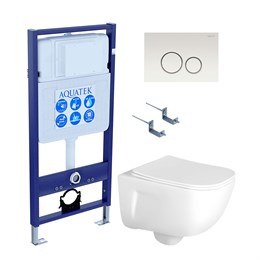 SET AQUATEK ДИВА-016 4в1 (рама AQUATEK Standard INS-0000012+ кркпеж KKI-0000002+клавиша KDI-0000016+унитаз ДИВА AQ2012-00 с тонким сиденьем soft-close SET AQUATEK ДИВА-016 4в1