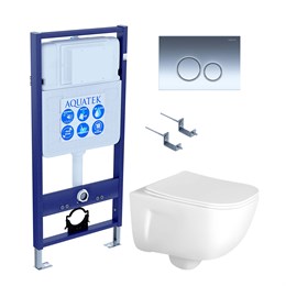 SET AQUATEK ДИВА-018 4в1 (рама AQUATEK Standard INS-0000012+ кркпеж KKI-0000002+клавиша KDI-0000018+унитаз ДИВА AQ2012-00 с тонким сиденьем soft-close SET AQUATEK ДИВА-018 4в1