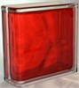 Стеклоблок торцевой окрашенный внутри Волна рубин (190х190х80) torzwave_12