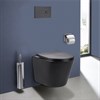 Унитаз подвесной безободковый Piatti VT1-11SMB, ультратонкое soft-close сиденье, черный матовый VT1-11SMB - фото 12140