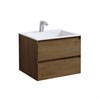 Тумба Luka 600 подвесная, 2 выкатных ящика soft-close, T.Oak + Раковина черная, кварц, VCB-13600B VMC-2L600TO + VCB-13600B - фото 49917