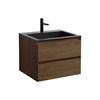 Тумба Luka 600 подвесная, 2 выкатных ящика soft-close, T.Oak + Раковина черная, кварц, VCB-13600B VMC-2L600TO + VCB-13600B - фото 49922