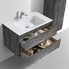 Тумба Luka 800 подвесная, 2 выкатных ящика soft-close, G.Stone + Раковина белая, искусственный камень, VCB-13800W VMC-2L800GS + VCB-13800W - фото 49959