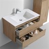 Тумба Luka 800 подвесная, 2 выкатных ящика soft-close, N.Oak + Раковина черная, кварц, VCB-13800B VMC-2L800NO + VCB-13800B - фото 49965