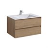 Тумба Luka 800 подвесная, 2 выкатных ящика soft-close, N.Oak + Раковина черная, кварц, VCB-13800B VMC-2L800NO + VCB-13800B - фото 49969