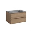 Тумба Luka 800 подвесная, 2 выкатных ящика soft-close, N.Oak + Раковина черная, кварц, VCB-13800B VMC-2L800NO + VCB-13800B - фото 49971
