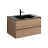 Тумба Luka 800 подвесная, 2 выкатных ящика soft-close, N.Oak + Раковина черная, кварц, VCB-13800B VMC-2L800NO + VCB-13800B - фото 49974