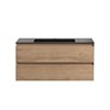 Тумба Luka 1000 подвесная, 2 выкатных ящика soft-close, N.Oak  + Раковина черная, кварц, VCB-13100B VMC-2L100NO+ VCB-13100B - фото 50076